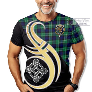 Tartan Vibes Clothing Abercrombie Tartan T-Shirt with Family Crest and Celtic Symbol Style