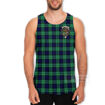 Tartan Vibes Clothing Abercrombie Tartan Men's Tank Top with Family Crest Celtic Skull Style