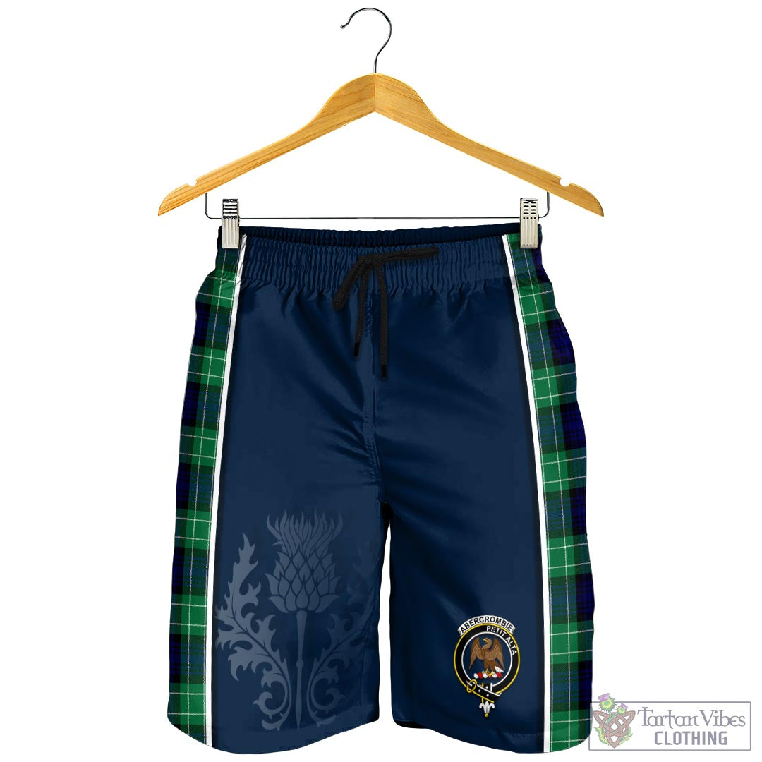 Tartan Vibes Clothing Abercrombie Tartan Men's Shorts with Family Crest and Scottish Thistle Vibes Sport Style