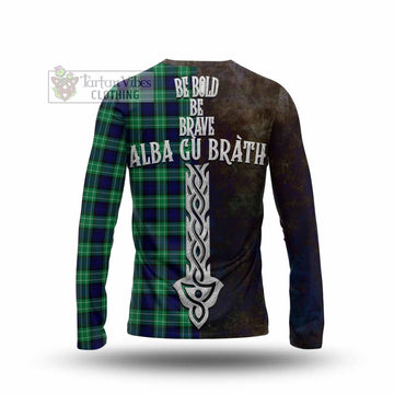 Abercrombie Tartan Family Crest Long Sleeve T-Shirt Alba Gu Brath Be Brave Lion Ancient Style