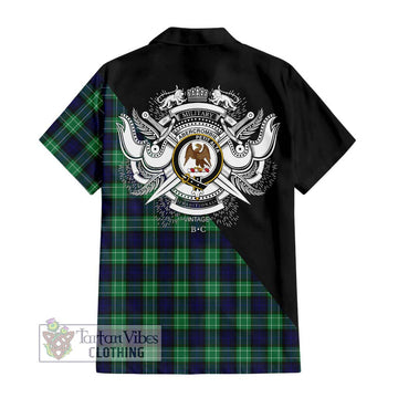 Abercrombie Tartan Short Sleeve Button Shirt with Family Crest and Military Logo Style - Tartanvibesclothing Shop