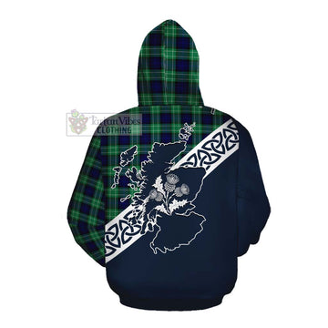 Abercrombie Tartan Cotton Hoodie Featuring Thistle and Scotland Map