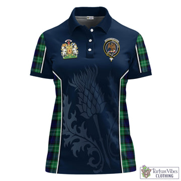 Abercrombie Tartan Women's Polo Shirt with Family Crest and Scottish Thistle Vibes Sport Style