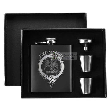 Tartan Vibes Clothing Abercrombie Crest Hip Flask Set 7oz Black Stainless Steel with A Gift Box