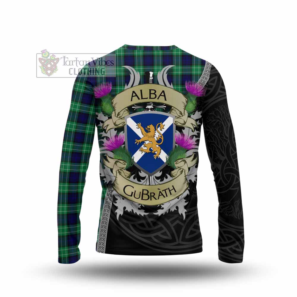 Tartan Vibes Clothing Abercrombie Tartan Family Crest Long Sleeve T-Shirt Lion Rampant Royal Thistle Shield Celtic Inspired