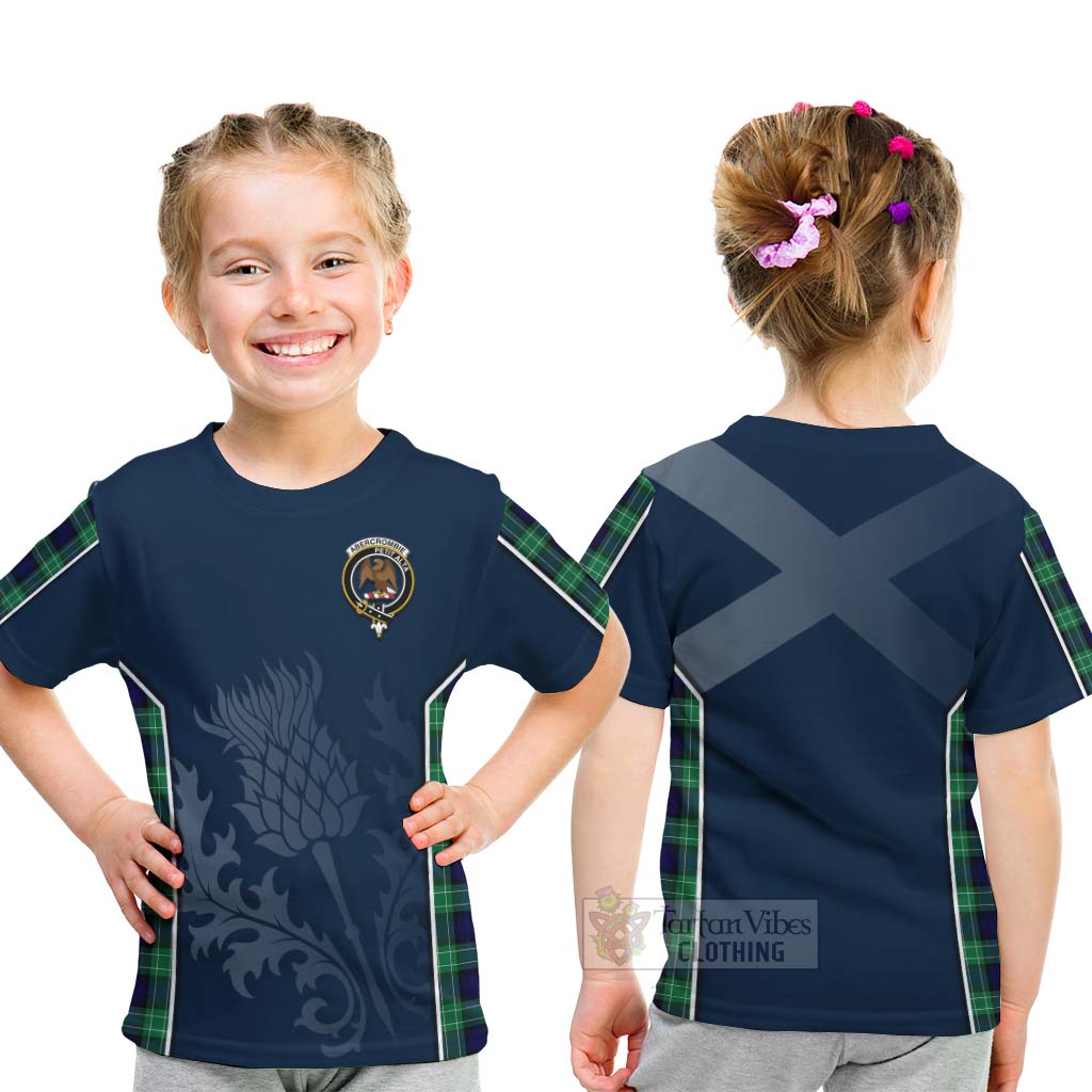 Tartan Vibes Clothing Abercrombie Tartan Kid T-Shirt with Family Crest and Scottish Thistle Vibes Sport Style