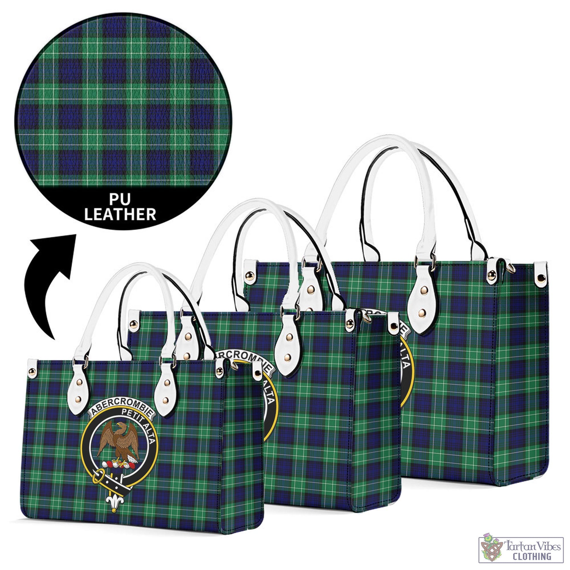 Tartan Vibes Clothing Abercrombie Tartan Luxury Leather Handbags with Family Crest