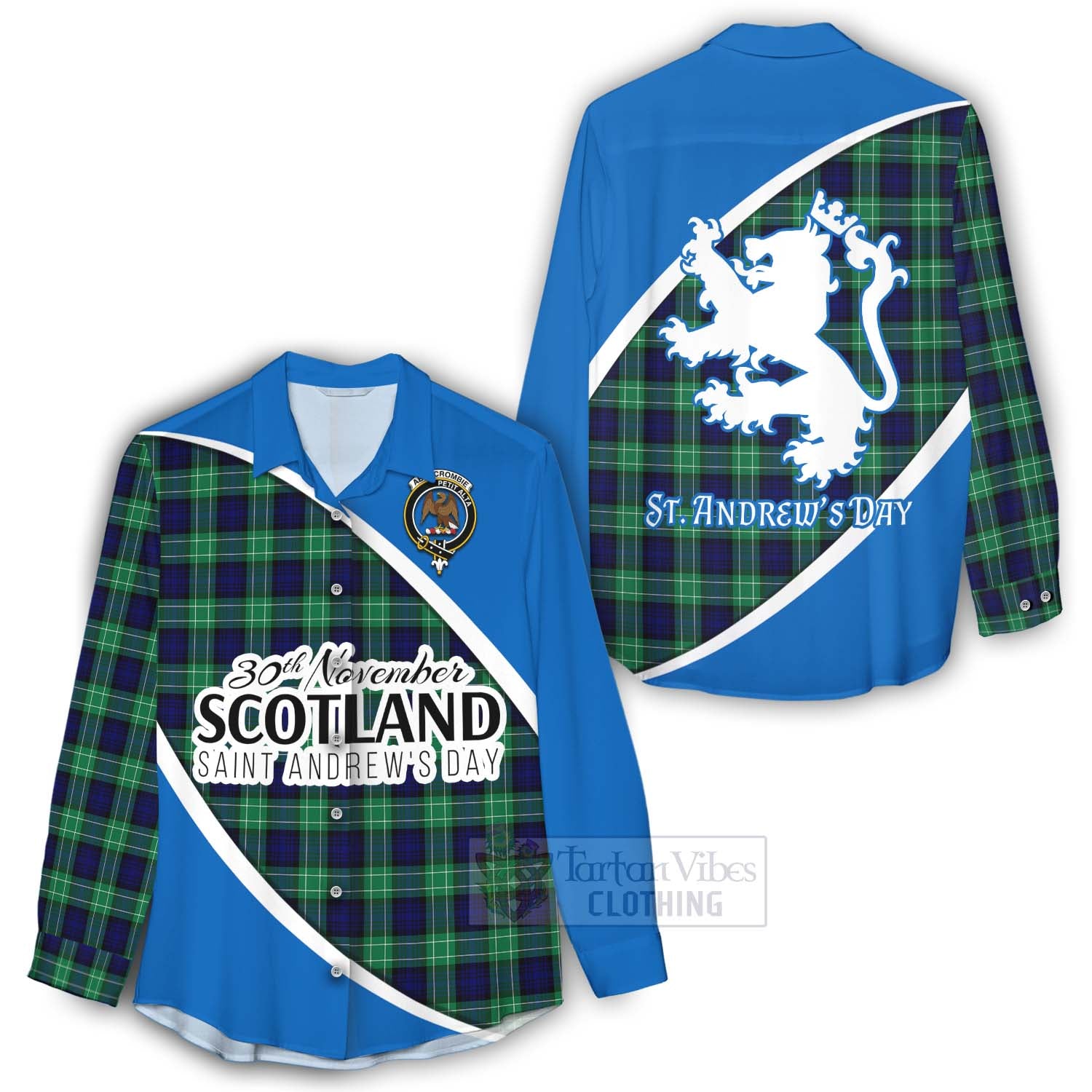 Tartan Vibes Clothing Abercrombie Family Crest Tartan Women's Casual Shirt Celebrate Saint Andrew's Day in Style