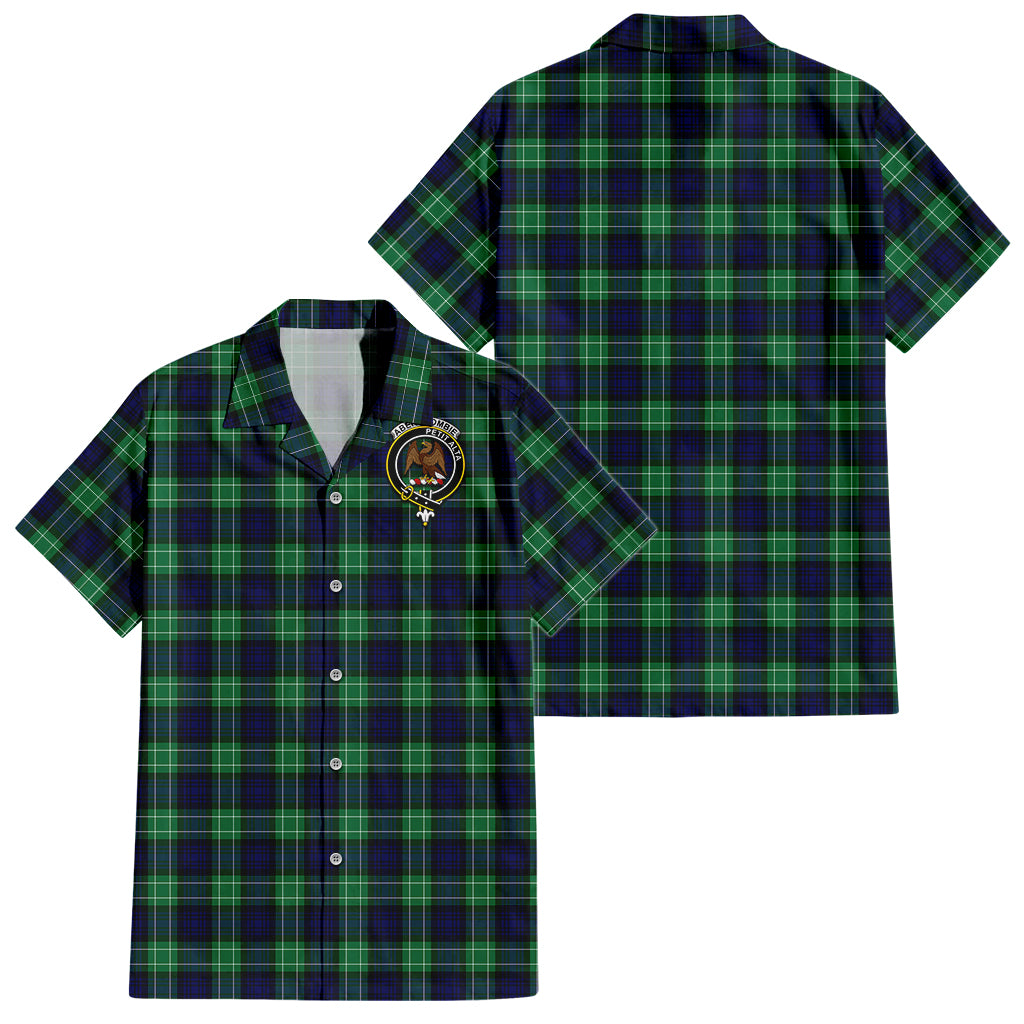 Abercrombie Tartan Short Sleeve Button Down Shirt with Family Crest - Tartanvibesclothing