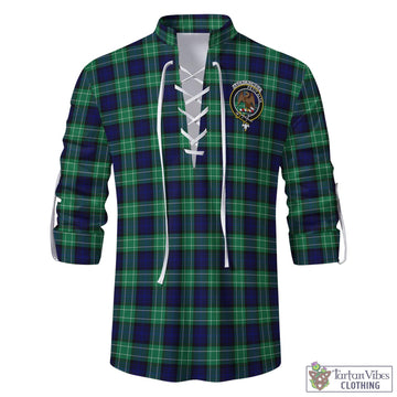 Abercrombie Tartan Men's Scottish Traditional Jacobite Ghillie Kilt Shirt with Family Crest