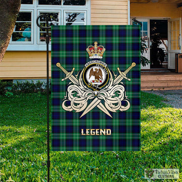 Abercrombie Tartan Flag with Clan Crest and the Golden Sword of Courageous Legacy