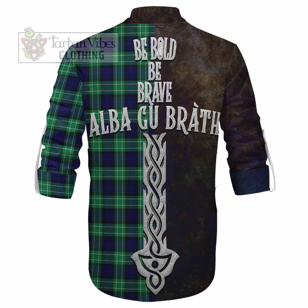 Tartan Vibes Clothing Abercrombie Tartan Family Crest Ghillie Kilt Shirt Alba Gu Brath Be Brave Lion Ancient Style