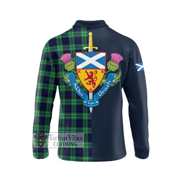 Tartan Vibes Clothing Abercrombie Tartan Long Sleeve Polo Shirt with Scottish Lion Royal Arm Half Style