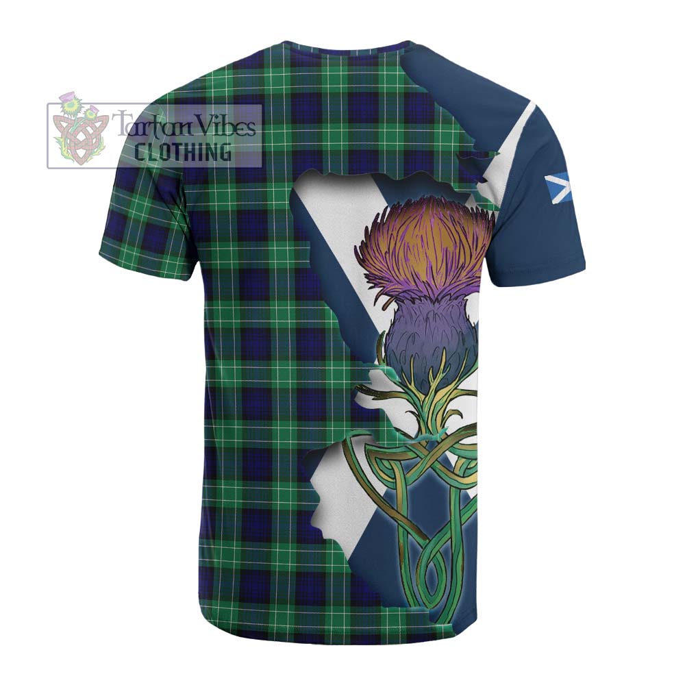 Tartan Vibes Clothing Abercrombie Tartan Family Crest Cotton T-shirt Scottish Thistle Celtic Inspired