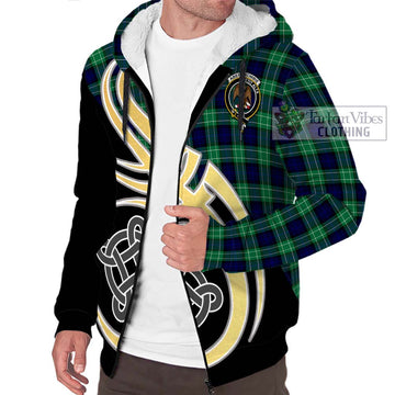 Abercrombie Tartan Sherpa Hoodie with Family Crest and Celtic Symbol Style
