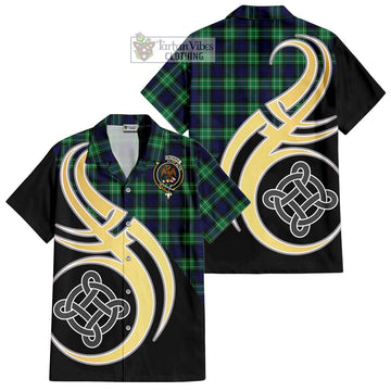 Abercrombie Tartan Short Sleeve Button Shirt with Family Crest and Celtic Symbol Style - Tartan Vibes Clothing