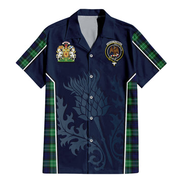 Tartan Vibes Clothing Abercrombie Tartan Short Sleeve Button Up Shirt with Family Crest and Scottish Thistle Vibes Sport Style