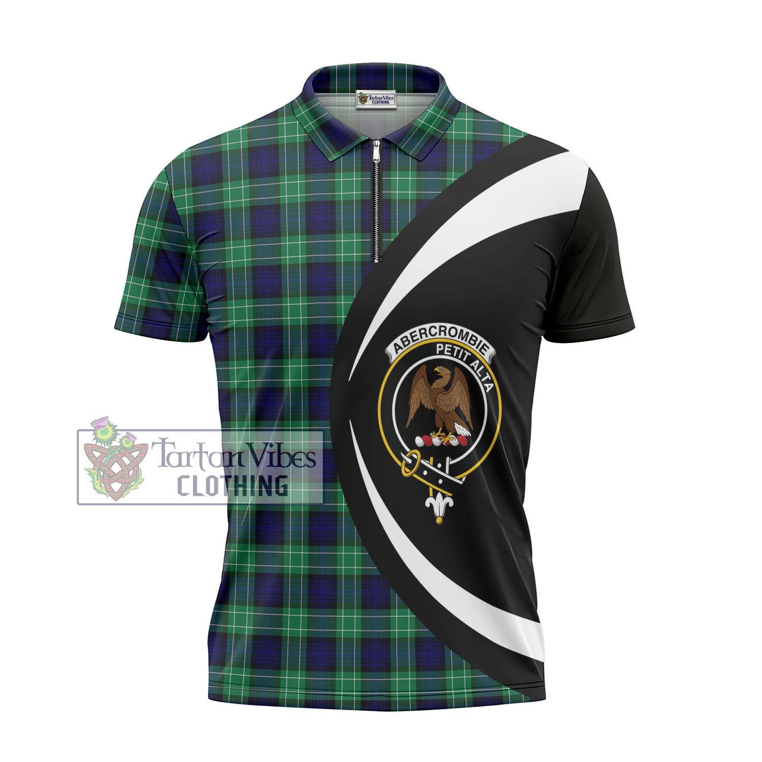 Tartan Vibes Clothing Abercrombie Tartan Zipper Polo Shirt with Family Crest Circle Style