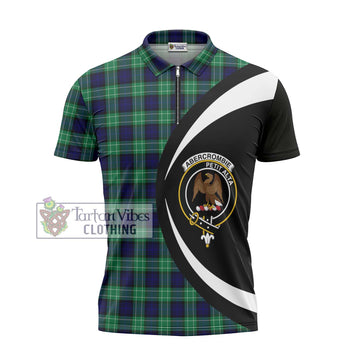 Tartan Vibes Clothing Abercrombie Tartan Zipper Polo Shirt with Family Crest Circle Style