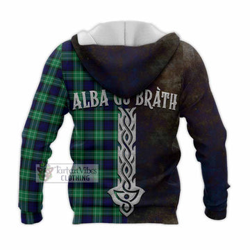Abercrombie Tartan Family Crest Knitted Hoodie Alba Gu Brath Be Brave Lion Ancient Style