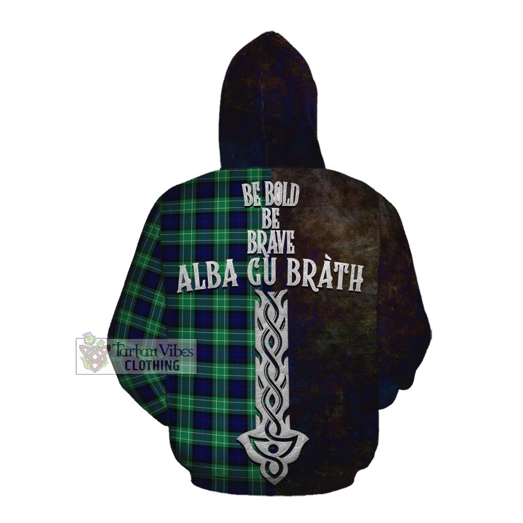 Tartan Vibes Clothing Abercrombie Tartan Family Crest Cotton Hoodie Alba Gu Brath Be Brave Lion Ancient Style