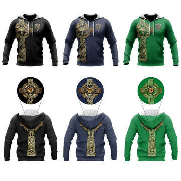 Abercrombie Clan Mens Knitted Hoodie with Golden Celtic Tree Of Life - Tartanvibesclothing
