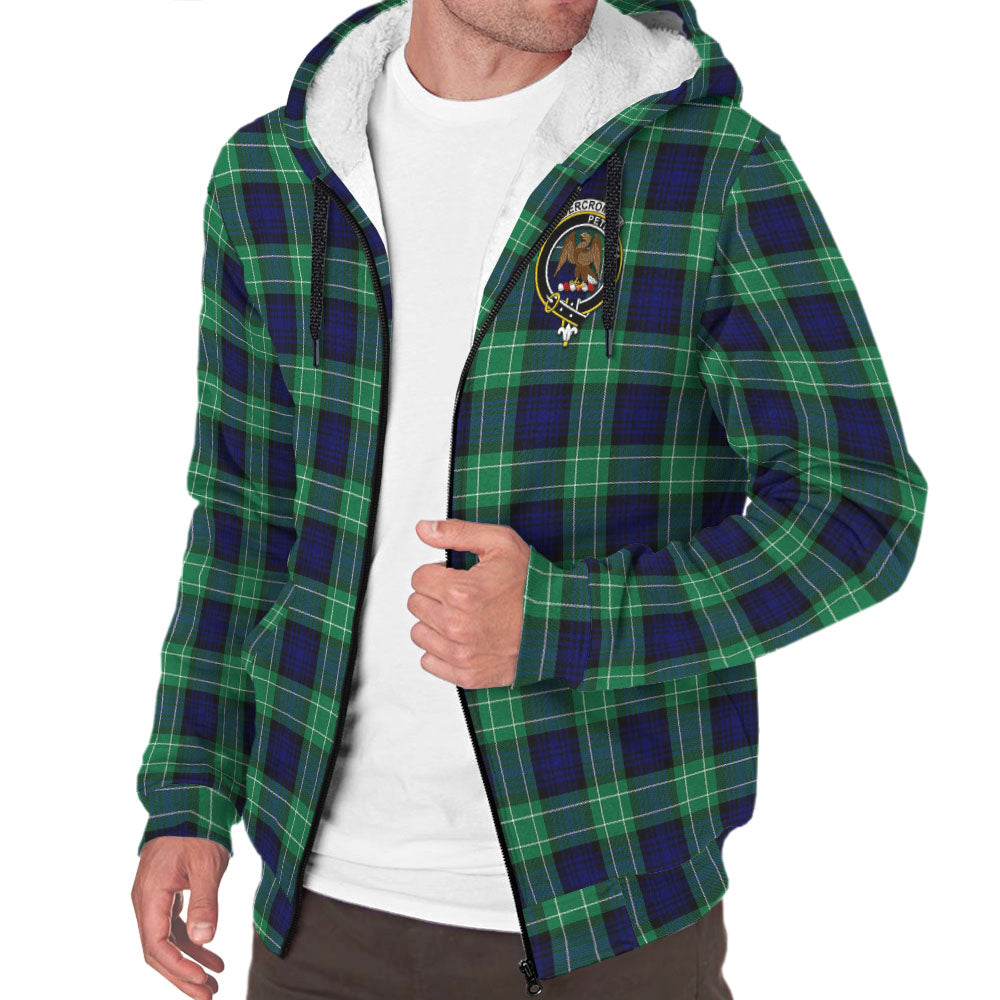Abercrombie Tartan Sherpa Hoodie with Family Crest - Tartanvibesclothing