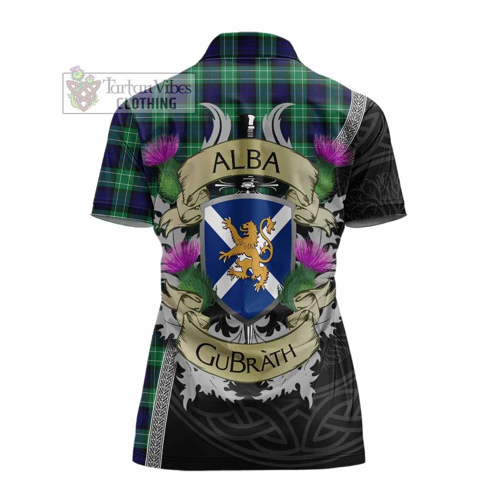 Tartan Vibes Clothing Abercrombie Tartan Family Crest Women's Polo Shirt Lion Rampant Royal Thistle Shield Celtic Inspired