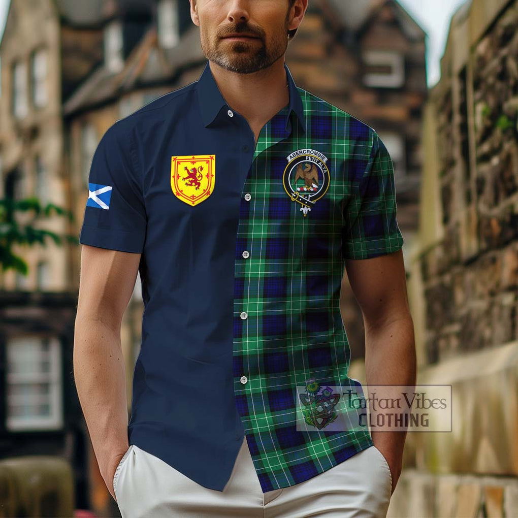 Tartan Vibes Clothing Abercrombie Tartan Short Sleeve Button Shirt with Scottish Lion Royal Arm Half Style