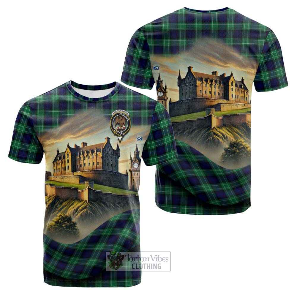 Tartan Vibes Clothing Abercrombie Tartan Family Crest Cotton T-shirt with Scottish Ancient Castle Style