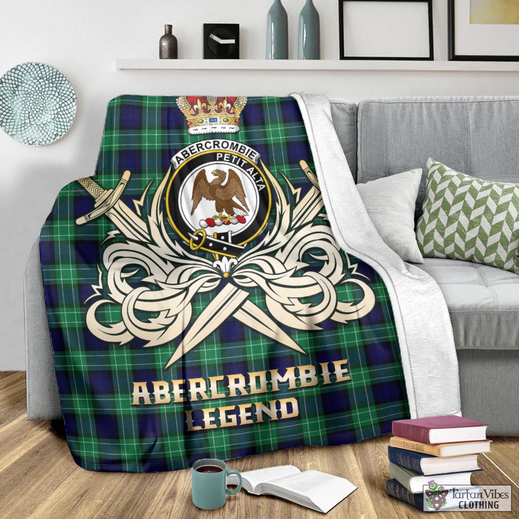 Tartan Vibes Clothing Abercrombie Tartan Blanket with Clan Crest and the Golden Sword of Courageous Legacy