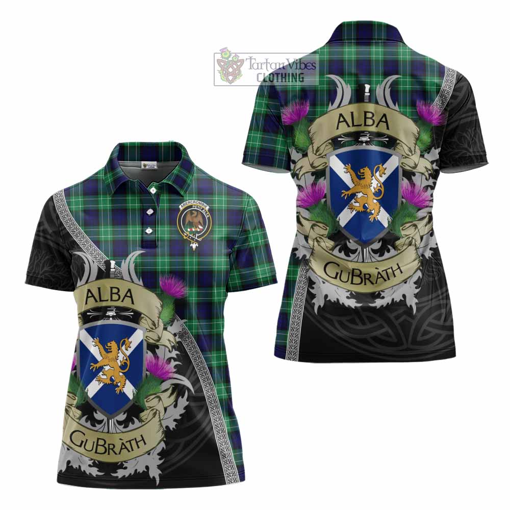 Tartan Vibes Clothing Abercrombie Tartan Family Crest Women's Polo Shirt Lion Rampant Royal Thistle Shield Celtic Inspired