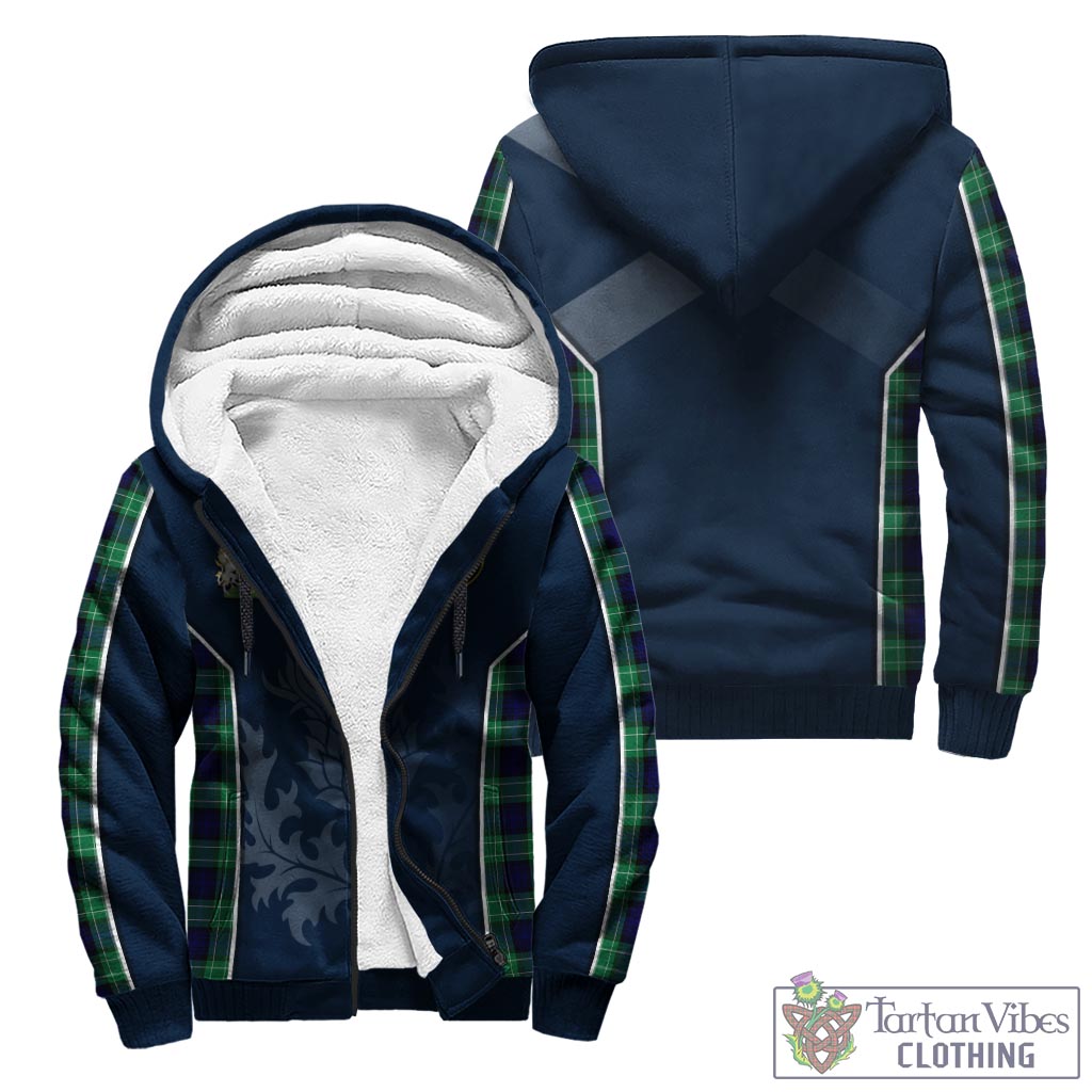 Tartan Vibes Clothing Abercrombie Tartan Sherpa Hoodie with Family Crest and Scottish Thistle Vibes Sport Style