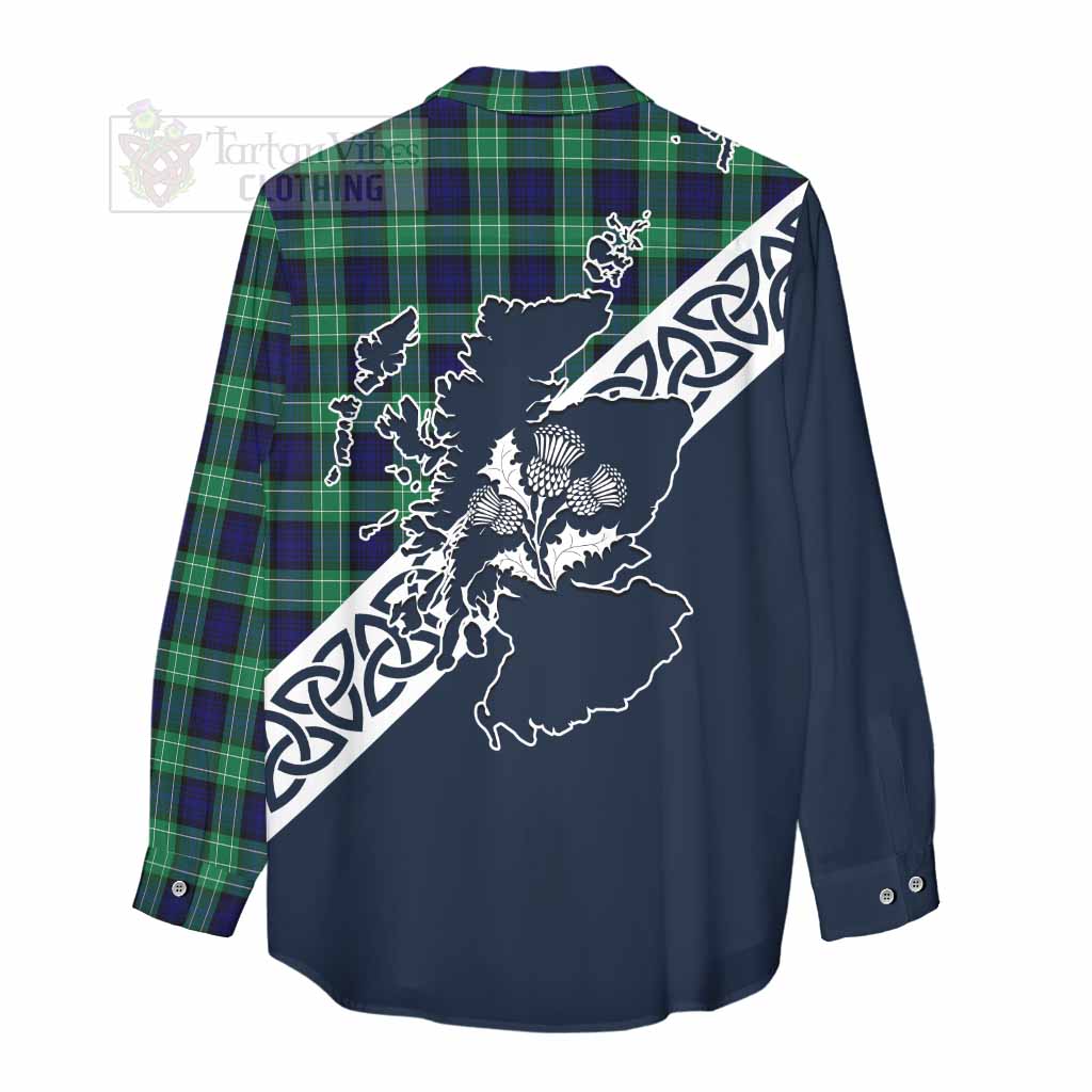 Tartan Vibes Clothing Abercrombie Tartan Women's Casual Shirt Featuring Thistle and Scotland Map