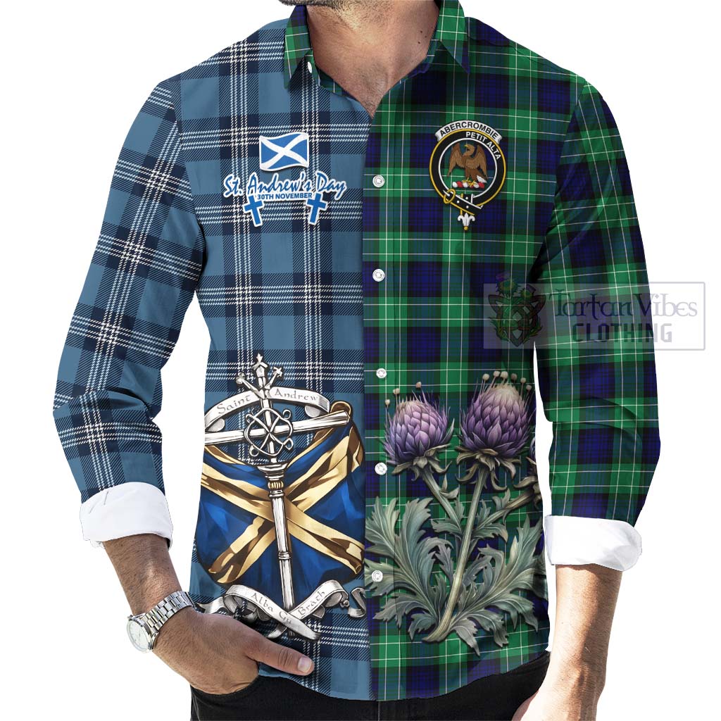 Tartan Vibes Clothing Abercrombie Tartan Long Sleeve Button Shirt Happy St. Andrew's Day Half Tartan Style