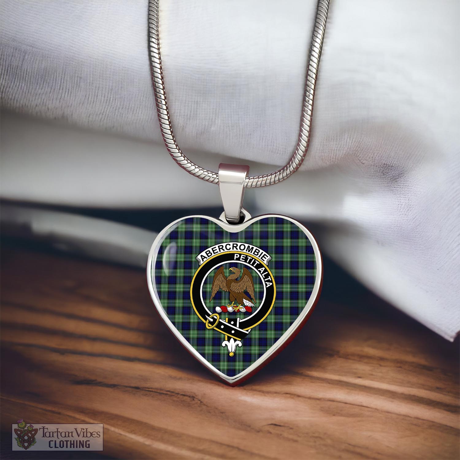 Tartan Vibes Clothing Abercrombie Tartan Heart Necklace with Family Crest