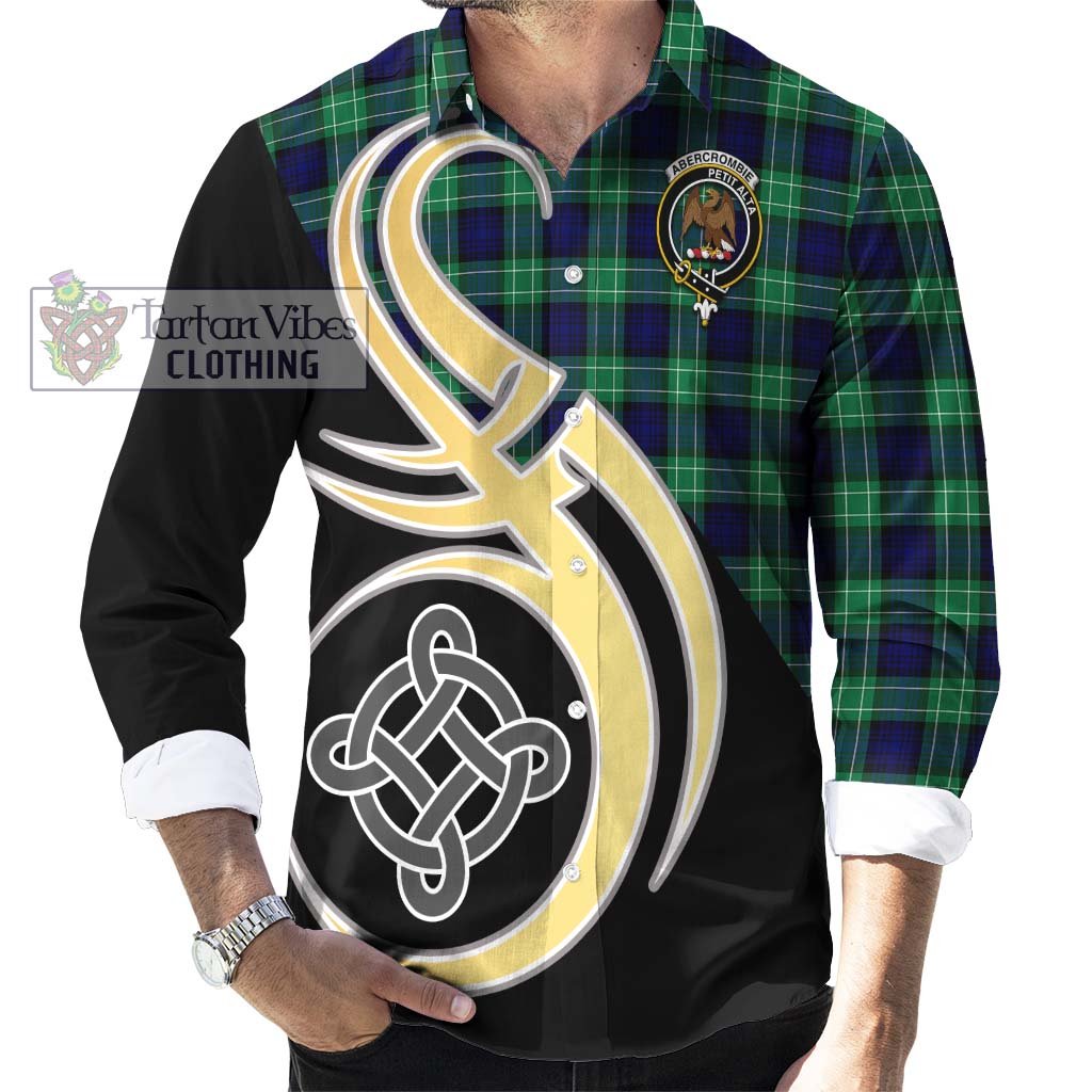 Abercrombie Tartan Long Sleeve Button Shirt with Family Crest and Celtic Symbol Style - Tartan Vibes Clothing