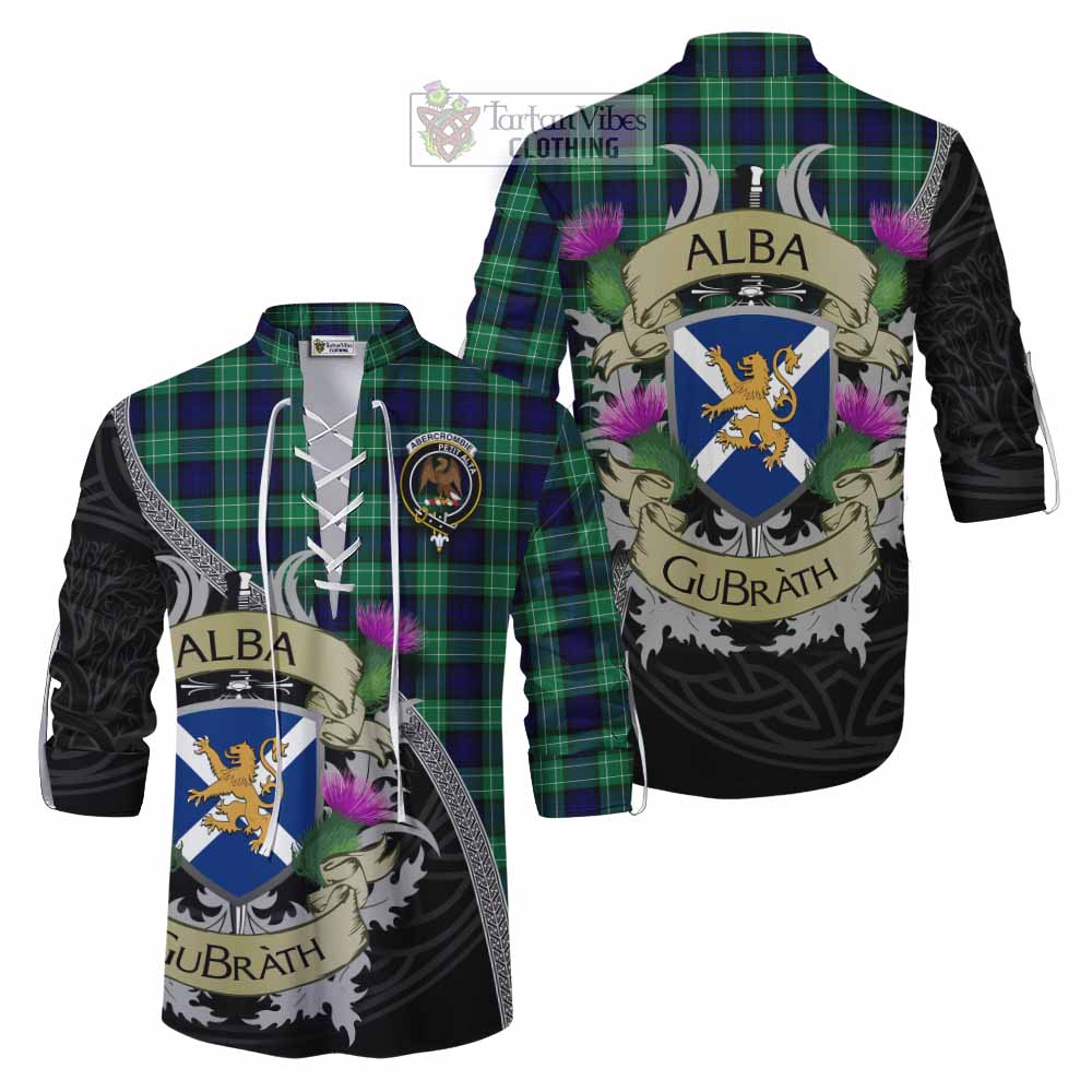 Tartan Vibes Clothing Abercrombie Tartan Family Crest Ghillie Kilt Shirt Lion Rampant Royal Thistle Shield Celtic Inspired