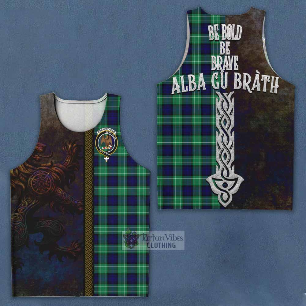 Tartan Vibes Clothing Abercrombie Tartan Family Crest Men's Tank Top Alba Gu Brath Be Brave Lion Ancient Style
