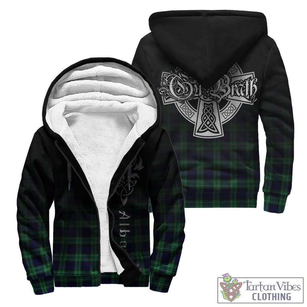 Tartan Vibes Clothing Abercrombie Tartan Sherpa Hoodie Featuring Alba Gu Brath Family Crest Celtic Inspired