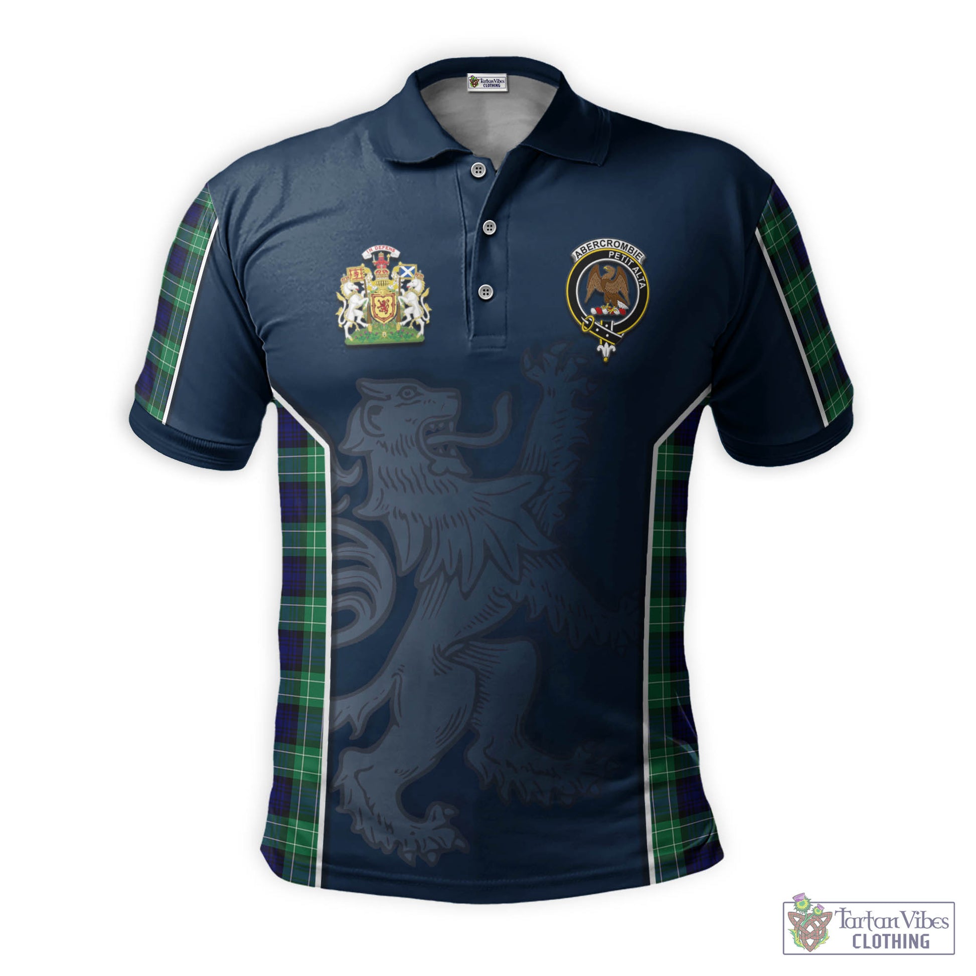 Tartan Vibes Clothing Abercrombie Tartan Men's Polo Shirt with Family Crest and Lion Rampant Vibes Sport Style