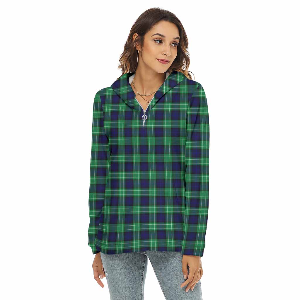 Tartan Vibes Clothing Abercrombie Tartan Women's Borg  Half Zip Fleece Hoodie