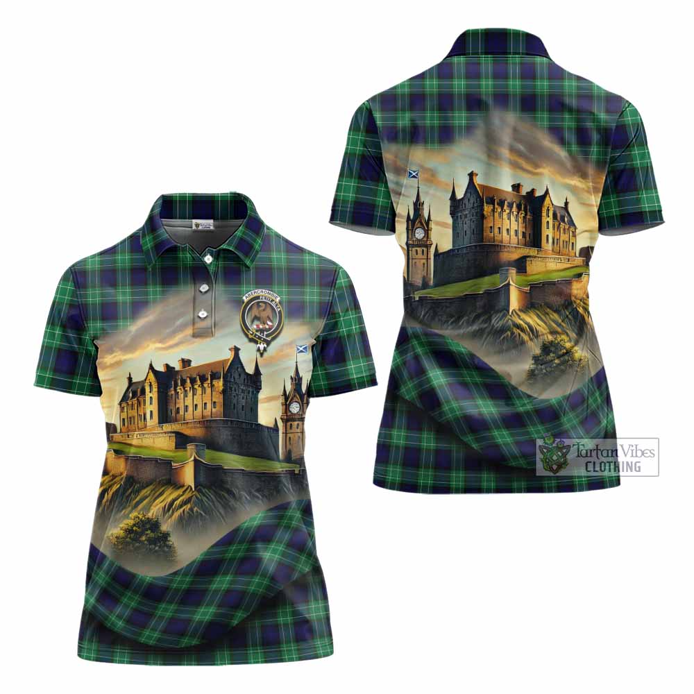 Tartan Vibes Clothing Abercrombie Tartan Family Crest Women's Polo Shirt with Scottish Ancient Castle Stype