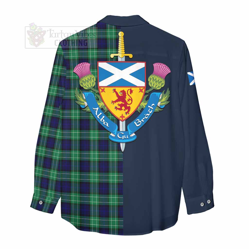 Tartan Vibes Clothing Abercrombie Tartan Women's Casual Shirt Alba with Scottish Lion Royal Arm Half Style