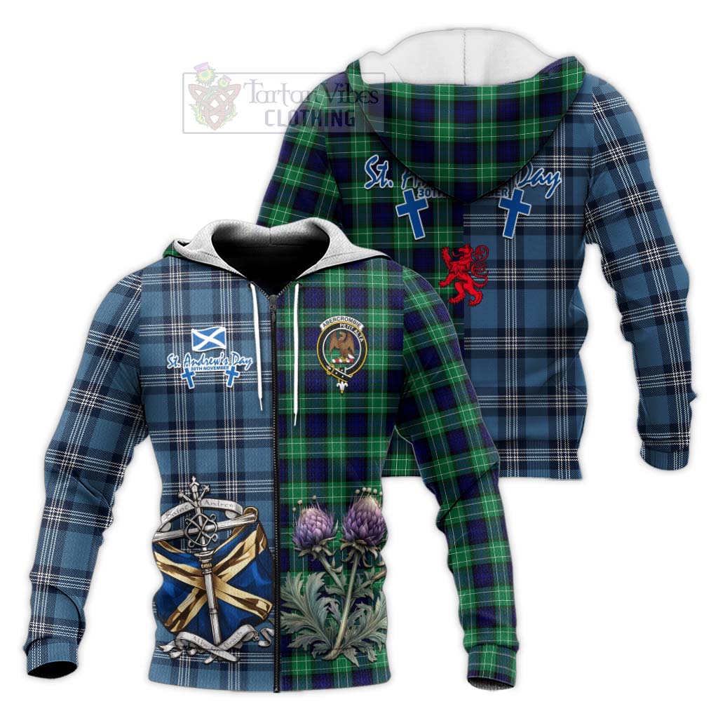 Tartan Vibes Clothing Abercrombie Tartan Knitted Hoodie Happy St. Andrew's Day Half Tartan Style