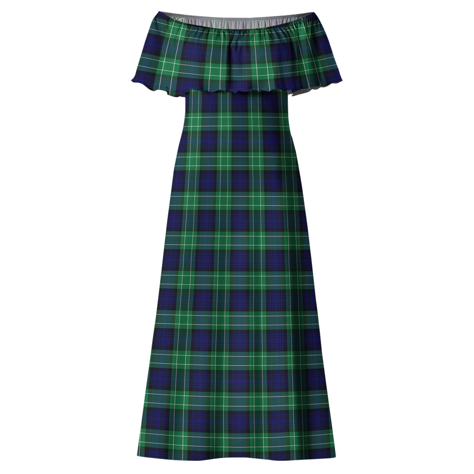 Abercrombie Tartan Off Shoulder Long Dress - Tartanvibesclothing