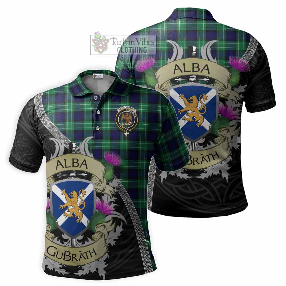 Tartan Vibes Clothing Abercrombie Tartan Family Crest Polo Shirt Lion Rampant Royal Thistle Shield Celtic Inspired