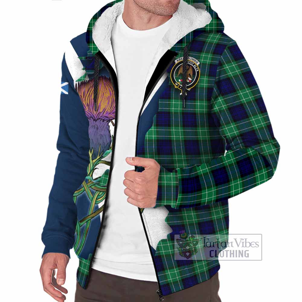 Tartan Vibes Clothing Abercrombie Tartan Family Crest Sherpa Hoodie Scottish Thistle Celtic Inspired