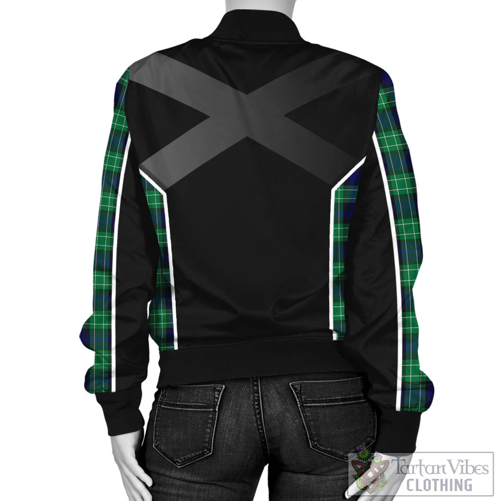 Tartan Vibes Clothing Abercrombie Tartan Bomber Jacket with Family Crest and Scottish Thistle Vibes Sport Style