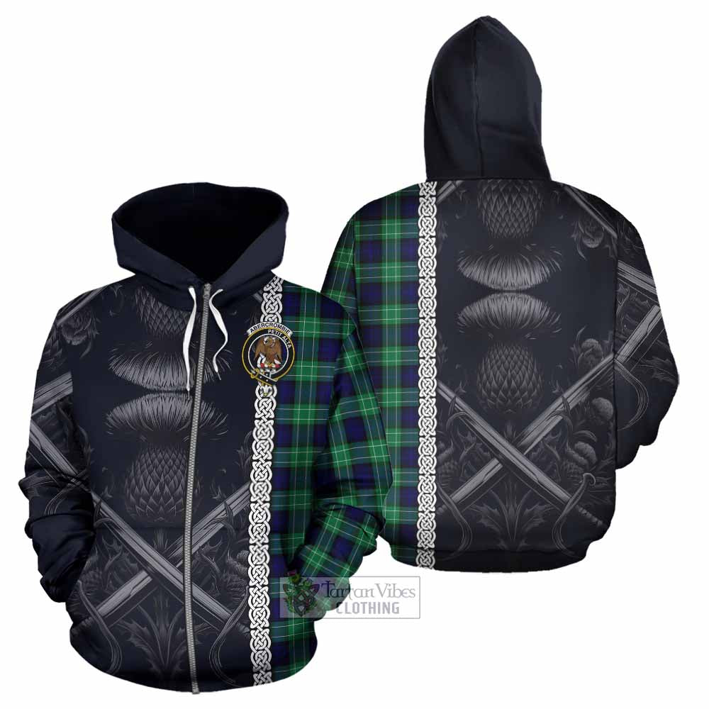 Tartan Vibes Clothing Abercrombie Tartan Hoodie with Family Crest Cross Sword Thistle Celtic Vibes